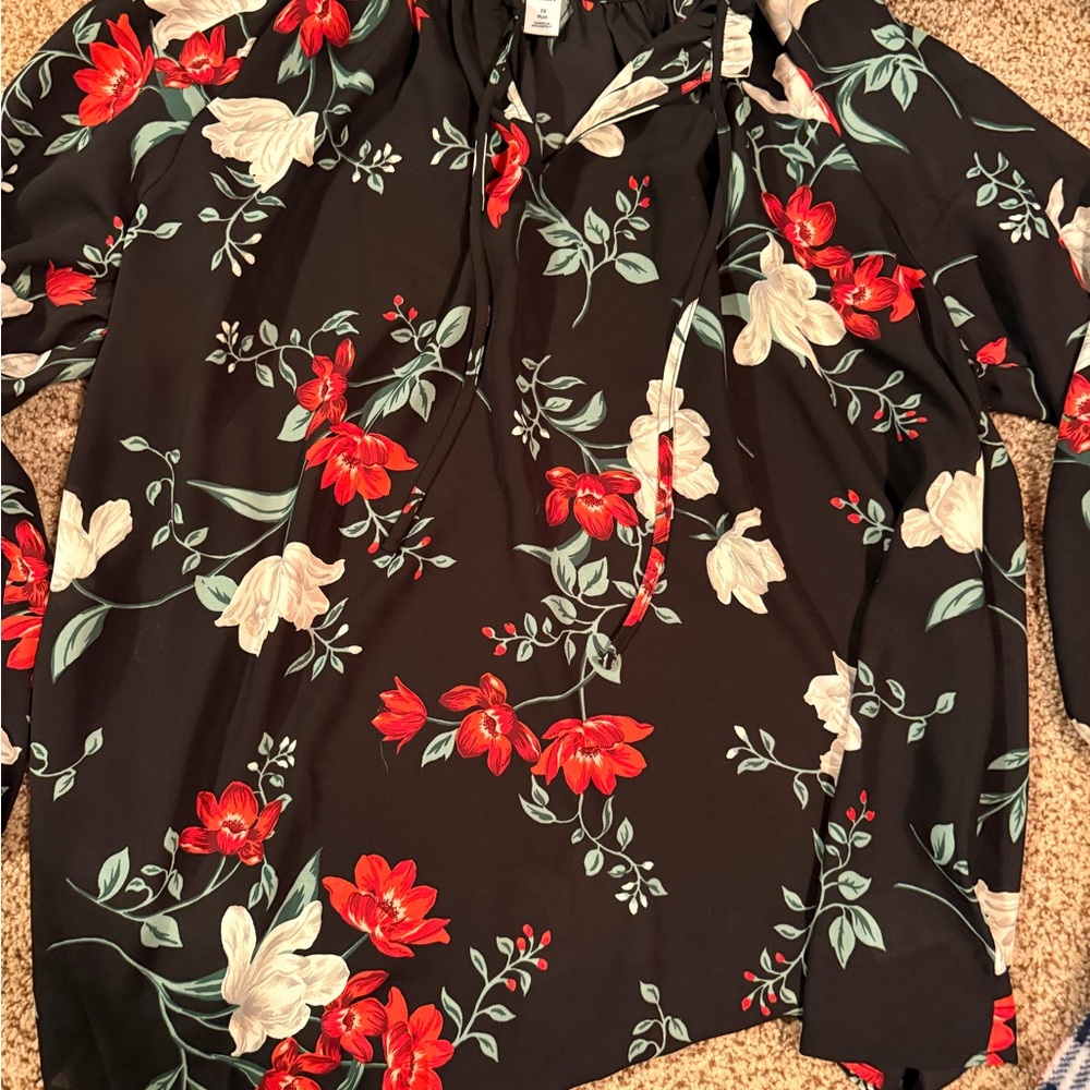 Floral Black Blouse